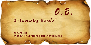 Orlovszky Bekő névjegykártya